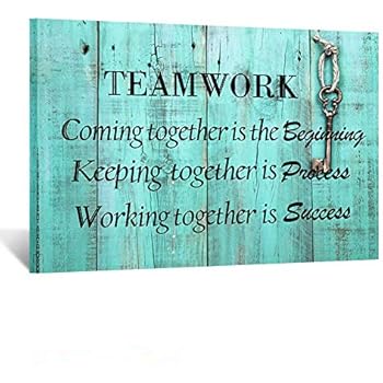 Kreative Arts Large Teamwork Definition Office Quotes Sayings Words Art Wall Decals Canvas Quotes for Dorm Motivational Wall Art Success Quote Teal Pictures for Office Classroom Ready to Hang 24x36in