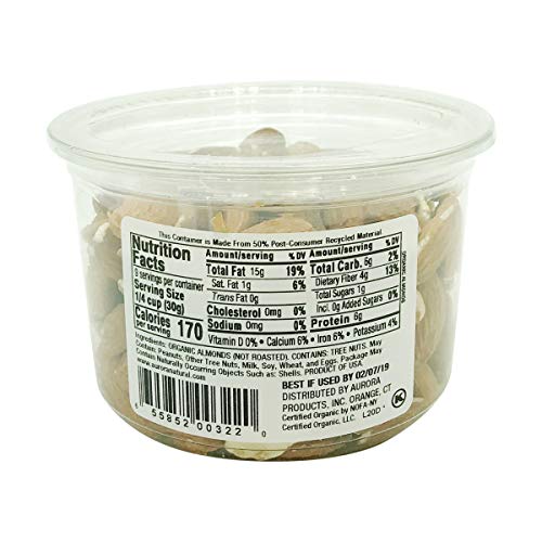 AURORA PRODUCTS ORGANIC ALMONDS, RAW, 9.5 OZ