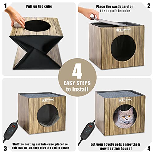 Heated Cat Houses for Outdoor Cats, PETNF Weatherproof Feral Cat House