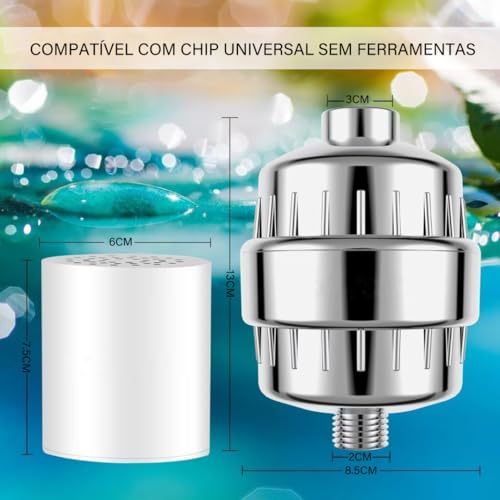 Filtro Chuveiro, Filtro de Chuveiro, 2 Cartucho, Cabeça de 25 Estágios Para Remoção de Agua Dura Cloro/Flúor/Metais Pesados