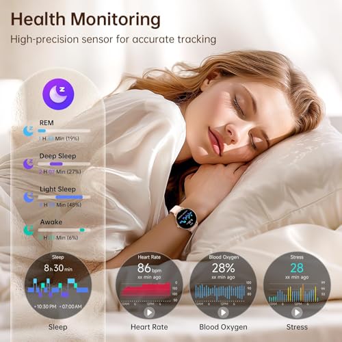 Smart Watch for Women Compatible iPhone/Android/Samsung,1.27" Montre Intelligente Femme with Heart Rate/Sleep/Health Monitor, Waterproof Ladies Digital Fitness Tracker,120+ Sports Mode