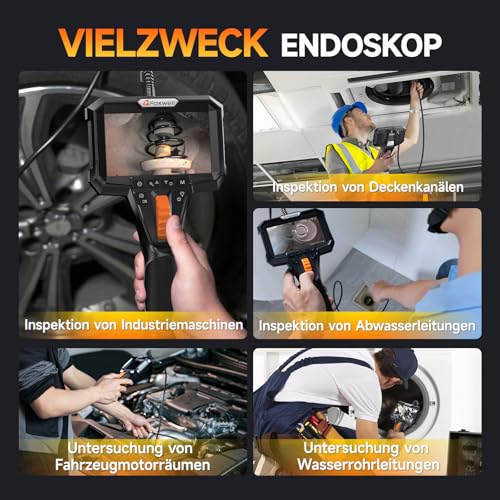 FOXWELL Y406D 6.5 mm Dual Lens Endoscope Camera with Light, 220° Two-Way Rotation Endoscope Camera, Movable Head, Endoscope Camera, 1.5 m Flexible Inspection Camera, Tube Camera for Car/Mechanics