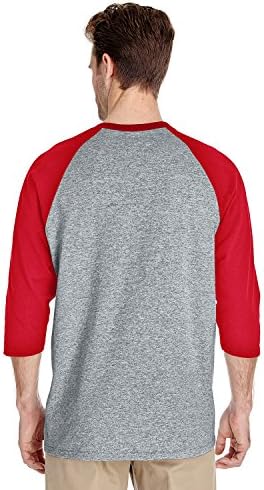 red and gray raglan shirt