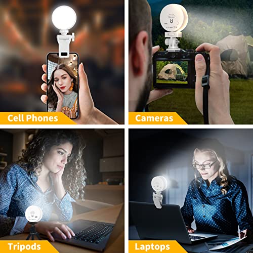Selfie Light 6500K Rechargeable Phone Ring Light with 3 Light Modes, Portable Clip on Selfie Light for iPhone, Phone, Laptop, Camera, Selfie, Video Calls, Video Conference, TikTok, Vlog