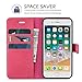 TUCCH Wallet Case for iPhone 8 Plus/iPhone 7 Plus, Magnetic Stand Card Slot Money Pouch, PU Leather Purse Flip Cover [TPU Interior Case] Compatible with iPhone 8 Plus/7 Plus, Hot Pink