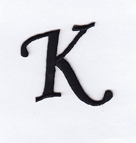 MONOGRAM LETTERS - 1 1/4" BLACK LETTER "K" - Iron On Embroidered Applique