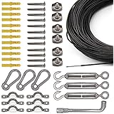 Twinkle Star 164 ft Globe String Lights Suspension Kit Stainless Steel Globe Lights Kit Outdoor Light Guide Wire for Patio, Garden