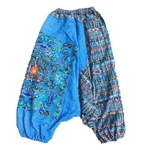 Guatemalan Harem Pants with Huipil Lake Blue Handmade