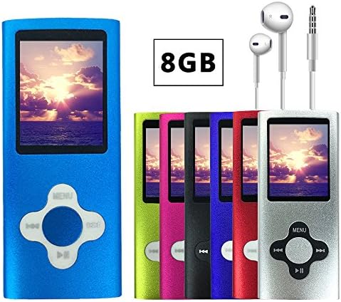 VOLGER DIGITAL 8 GB Portable Ultra-thin MP3 MP4 Player LCD Display Music Player Video Player Media Player Voice Recording Player for Laptop Computer for Home Party Camping Traveling Running (Blue)