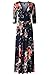 Zattcas Womens 3/4 Sleeve Floral Print Faux Wrap Long Maxi Dress with Belt