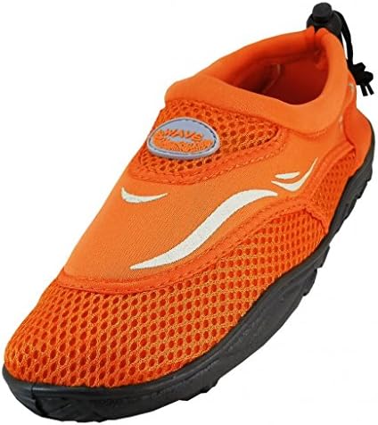 WavePro Women's Water Shoes with Elastic Mesh and Soft Removable Insole, Orange, Size 10 (M) US