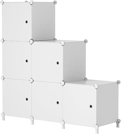 AWTATOS Cube Storage with Doors 6 Cube Modular Closet Organizer White