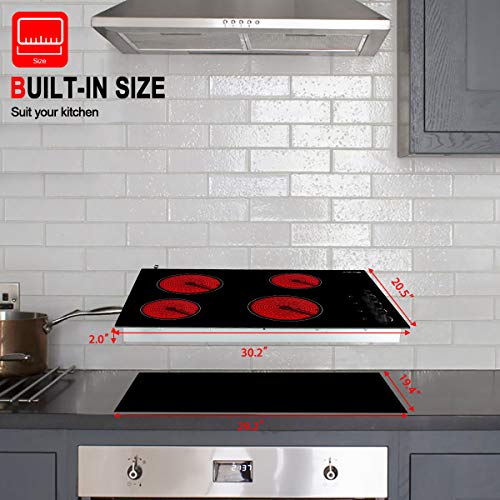 30" Glass Electric Cooktop, GASLAND Chef CH77BS Radiant Electric