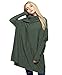 Women's Turtleneck Knit Long Sleeve Oversized Loose Pullover Sweater Shirt Tops Green