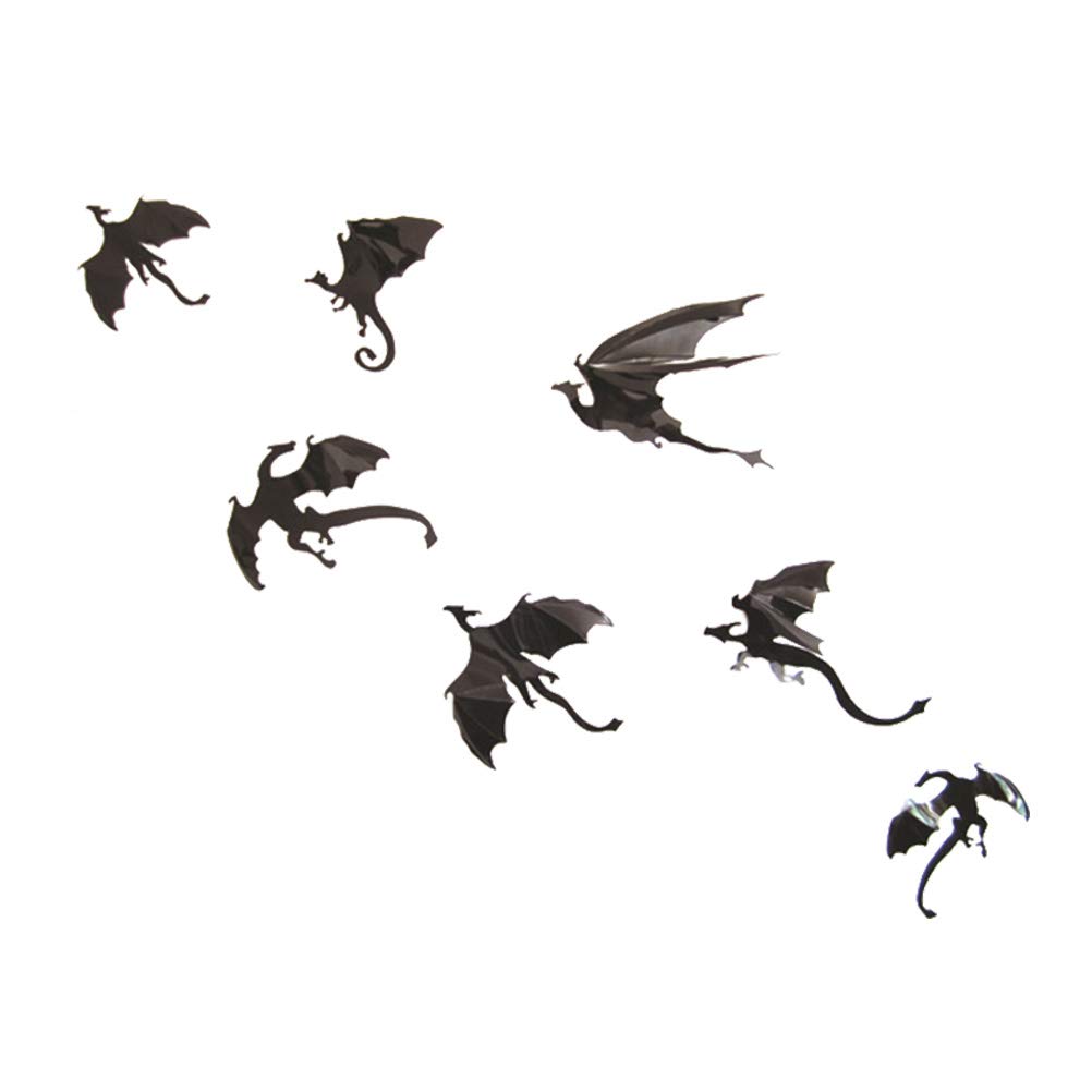 Dragon Stickers 7pcs Halloween 3D Wall Decals Decorations Party Supplies for Bedroom Living Room (Black) Halloween Decorations Dragon Decor