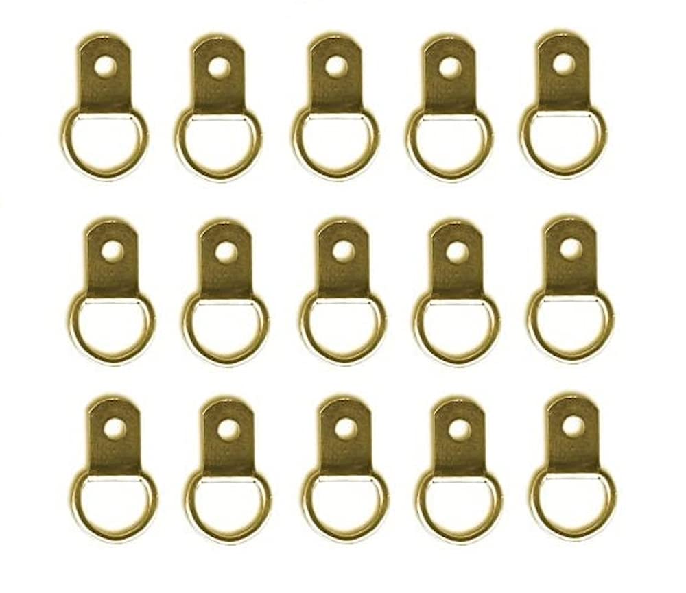 Merriway BH02824 (25 Pcs) EB Picture Mirror Frame Hanging D-Ring, Small Brass Plated - Pack of 25 Pieces