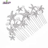Crystals Rhinestone Starfish Hair Comb Pins for Bridal Wedding Hair Accessories Jewelry FA201592 (Silver)