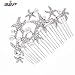 Crystals Rhinestone Starfish Hair Comb Pins for Bridal Wedding Hair Accessories Jewelry FA201592 (Silver)