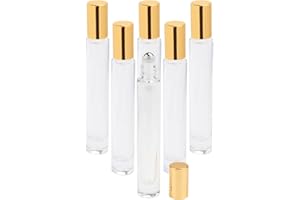 Wresty 10ml(1/3oz) Thick Glass Roller Bottles,6 Packs Essential Oil Roller Bottles Perfume Sample Bottles Glass Roll On Bottl