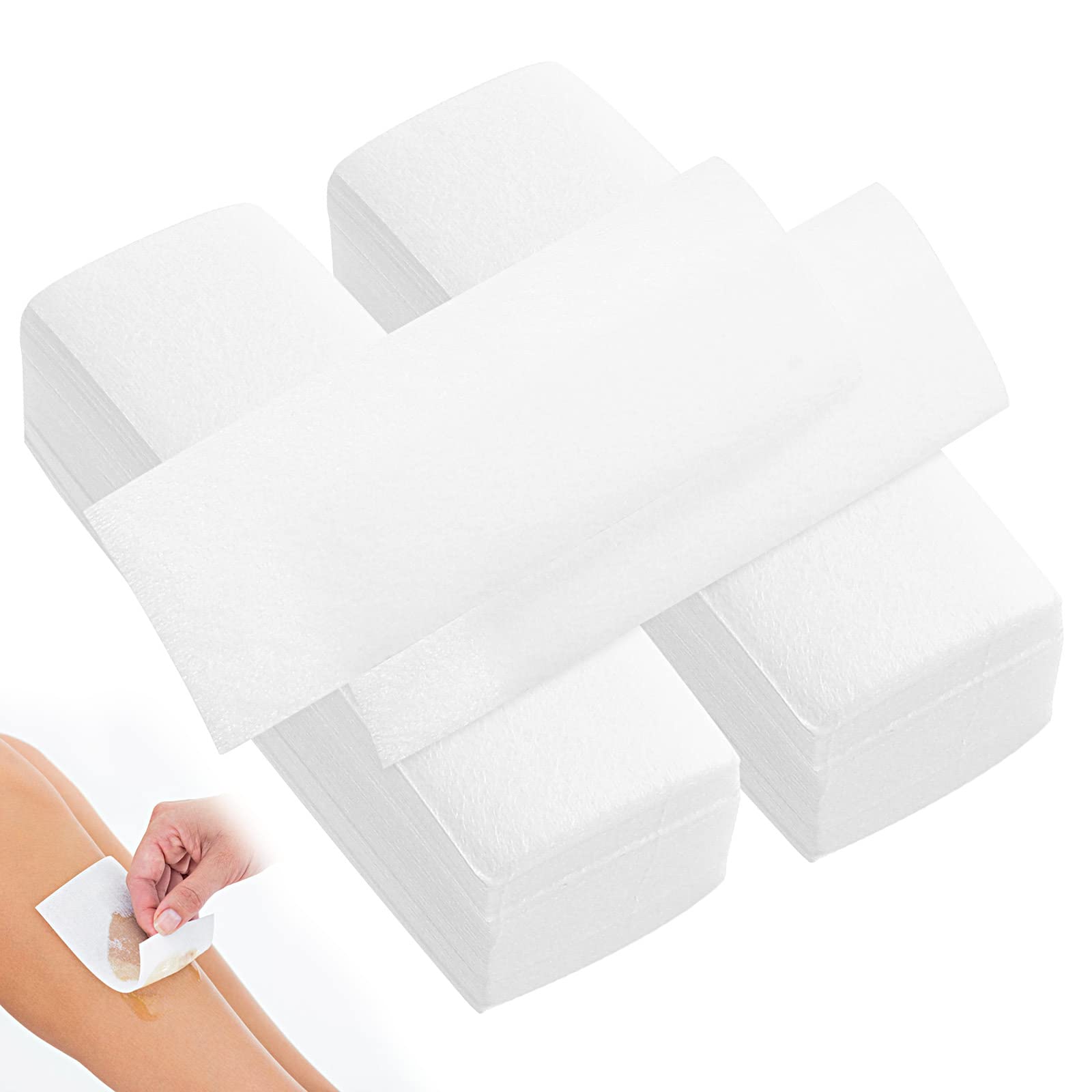200PCS Large Waxing Strips Paper, Full Size Waxing Strips for Body - Legs, Chest Hair, Eyebrow, Professional Eyebrow Waxing Kit with Non-Woven, Plain Wax Strips Body Wax Strips
