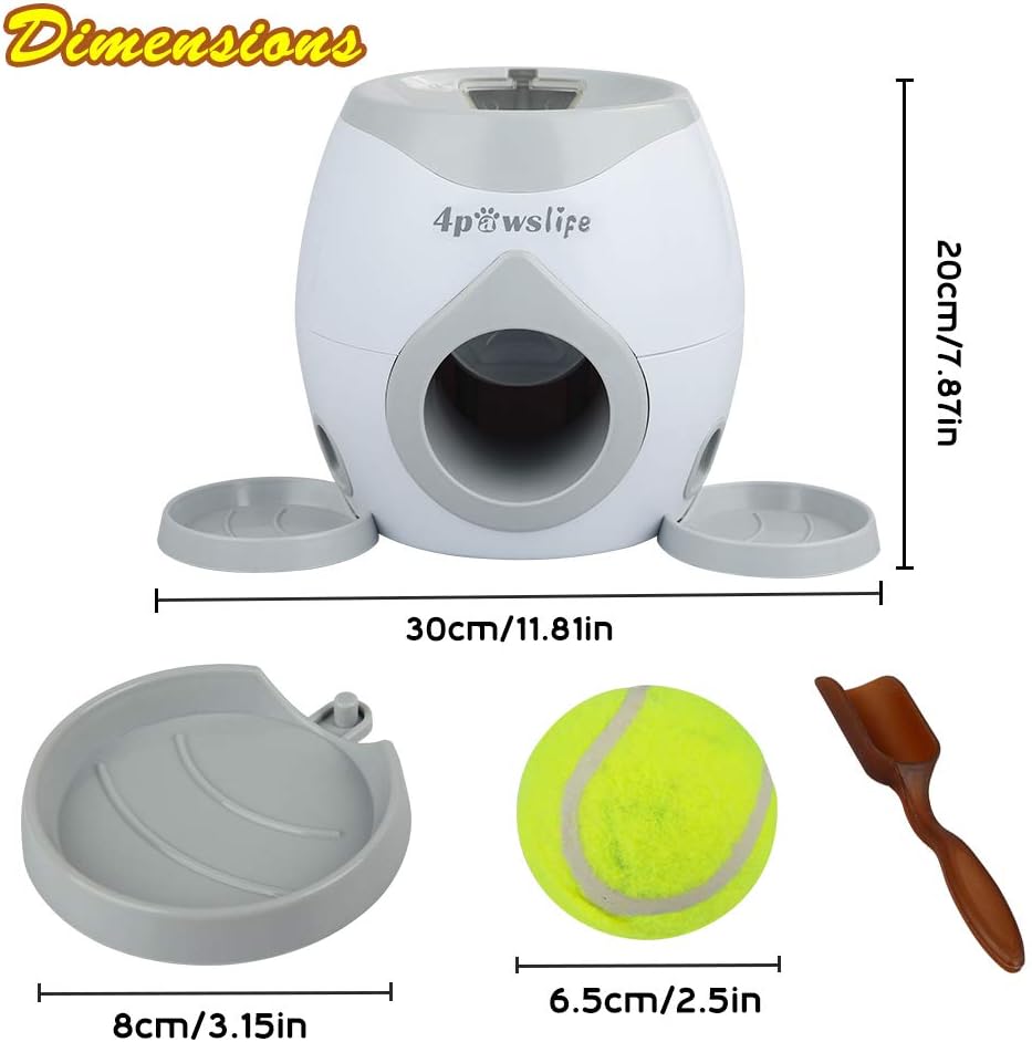 Pet Supplies : 4pawslife Automatic Dog Feeder, Interactive Dog Ball Fetch and Treat Dispenser Treat Toy Tennis Ball Reward Machine for Dogs, Funny Dog Foraging Play Toy : 