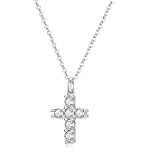 GAVU 925 Sterling Silver Cross Necklace for Women, Dainty Cross Pendant Confirmation Necklace