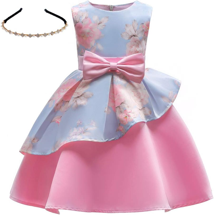 AiMiNa Girls Dress Ball Gown Party Wedding Special Princess Dresses with Accessories Age of 3-4 Years(Blue)