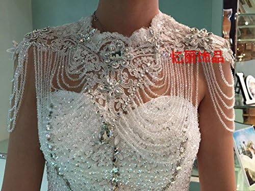 QUEENSGOWN Wedding Bride Crystal Diamante Choker Necklace Shoulder Chain Bridal Jewelry Wedding Jewelry Sets）