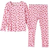 BambooBud Toddler Girls Pajama Set 2 Piece Ribbed Long Sleeve Top Pants Sleepwear Little Girl's Viscose from Bamboo Pjs
