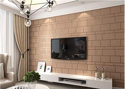 Wallpaper Modern Minimalist Imitation Marble Pattern Geometric Brick Pattern Non-Woven Wallpaper Tv Background Wall Bedroom Living Room,0.53M X 10M,Coffee Color