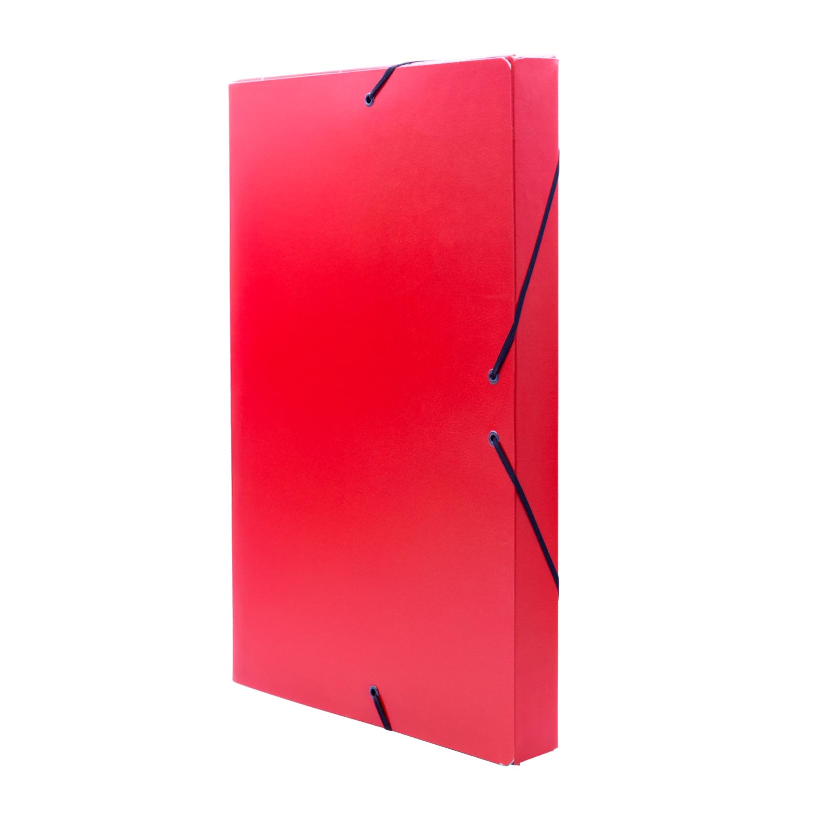 Raylu Paper A4 Matte Project Folder with 3 cm Spine, Sturdy Cardboard Folder and Elastic Closure for School or Office Projects, File Folder Size 34 x 24 cm (Red)