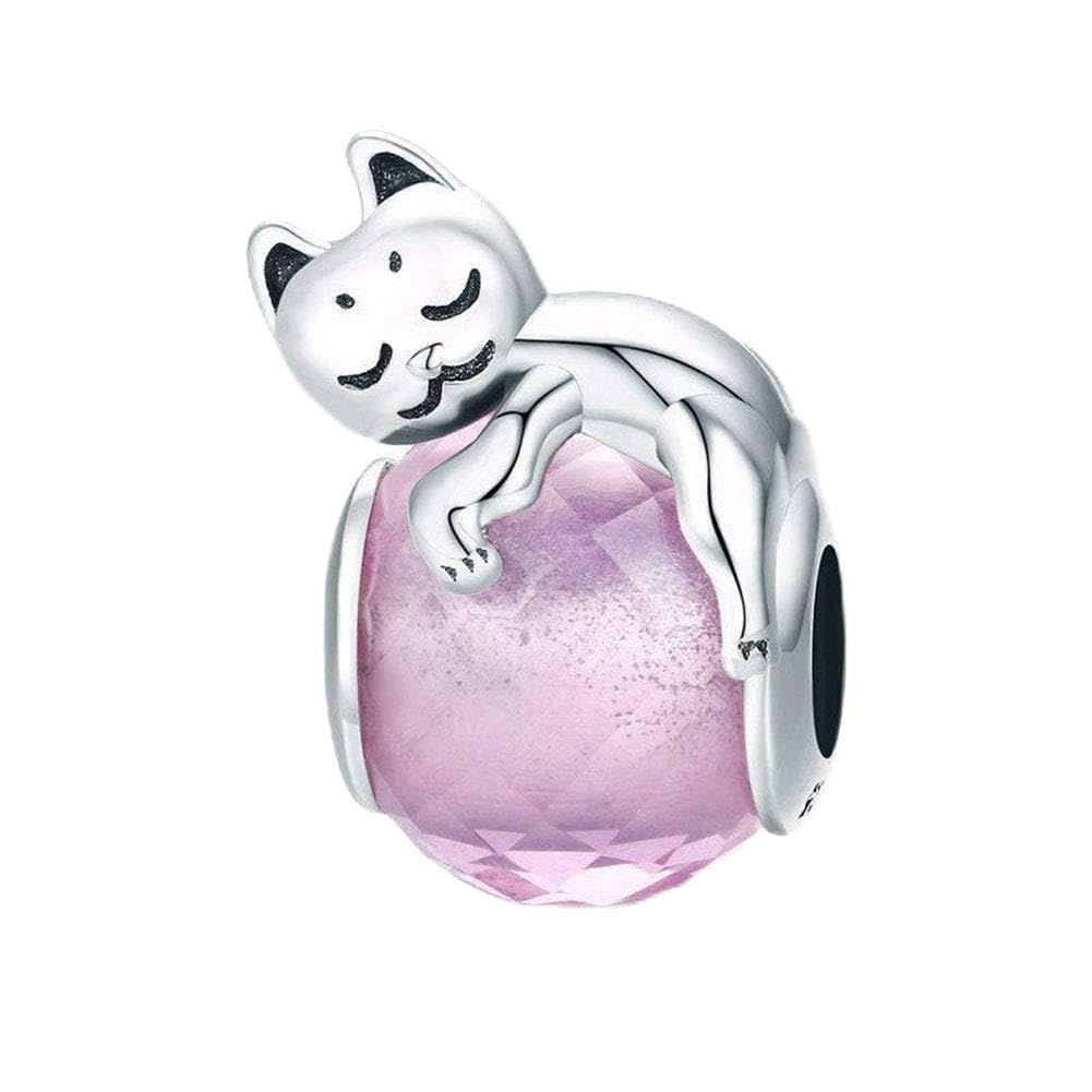 925 Sterling Silver Cat, Dog, Camel, Rabbit, Dolphin, Butterfly Charms for Pandora Bracelet (Cat 1)