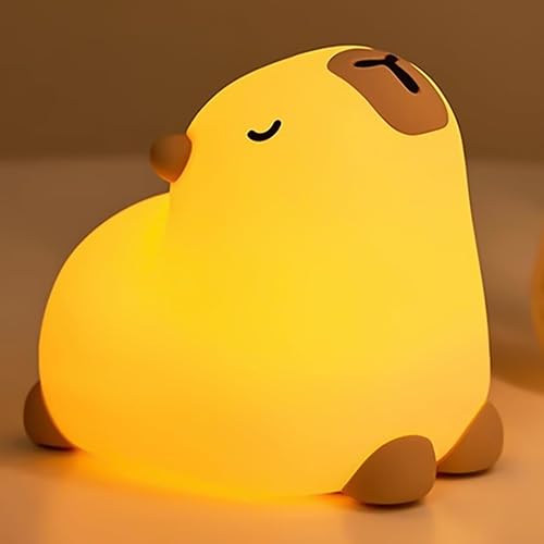 Capybara Night Light Gifts, Cute Silicone Capybara Nightlights for Kids, LED Touch Lamp, Portable Rechargeable Children's Room Light, Bedside Lamp for Nursery Bedroom Table Decoration for Boys Girls
