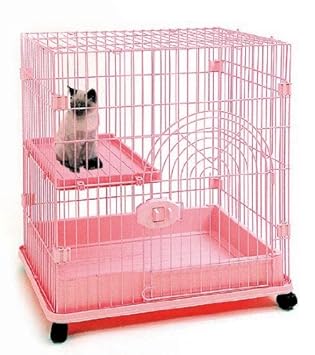 【クリックで詳細表示】GB 国産 猫用ケージ Sクラス C-01 棚板一枚タイプ ピンク