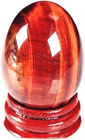 40mmx30mm Rock Gemstone Egg Crystal Healing Reiki Decor Statue 1.6" (Red Tiger's Eye)