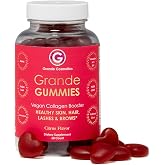 Grande Cosmetics Vegan Collagen Hair, Skin, Lash &amp; Brow Gummies, 60 Ct | With biotin, folic acid &amp; vitamin C for healthier-looking hair, skin, lashes &amp; brows, citrus flavor, 1-month supply