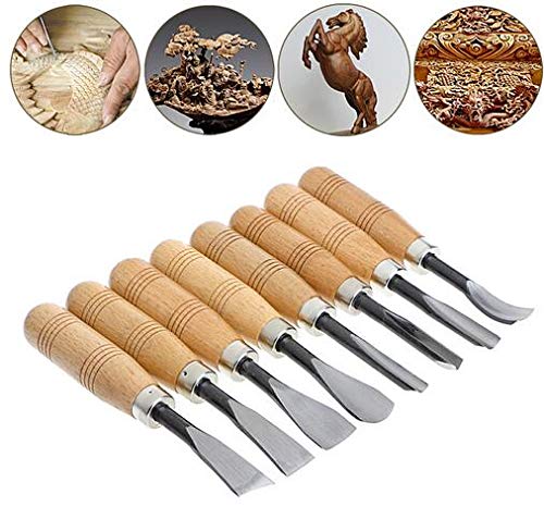 Alikeke 8 Piece Set Wood Carving Hand Chisel Tool Carving Tools Woodworking Professional Gouges New