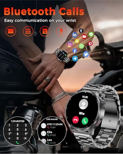 Military Smart Watch for Men-1000mAh Battery, 2 Straps, 1.52" HD Rugged Smartwatch with BT Calling, 120+ Sports Modes, Heart Rate Sleep Monitor, IP68 Waterproof Fitness Tracker for Android iOS, Black