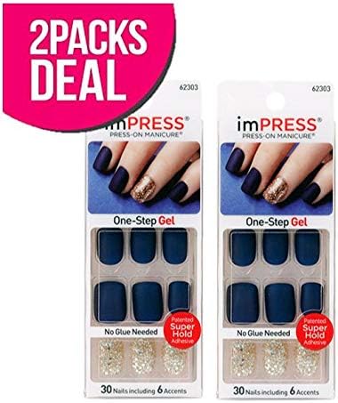 2-PACK! Kiss imPRESS Press-On One-Step Gel Manicure (BIPA020-Bells & Whistles)