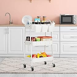 danpinera 3-Tier Rolling Cart, Metal Rolling