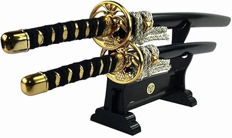 Amazon 刀剣型ペーパーナイフ 大小掛台付 黒タイプ ミニ日本刀 黒大小 掛台付 3100 置物 オブジェ オンライン通販