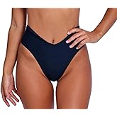 geluboao Women's Bikini Bottom Sexy V Cut High Cut Swimsuit High Waisted Bathing Suit Bottoms