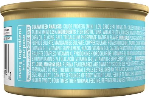 FANCY FEAST GOURMET WET CAT FOOD, TUNA FEAST IN GRAVY, GRILLED, 3 OUNCE SINGLE CAN