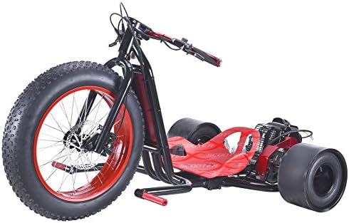 ScooterX Drift Master 2.5hp 49cc Drift Trike Drifting Big Wheel Go Kart 30mph! RED rim+seat with Black Frame [534R]