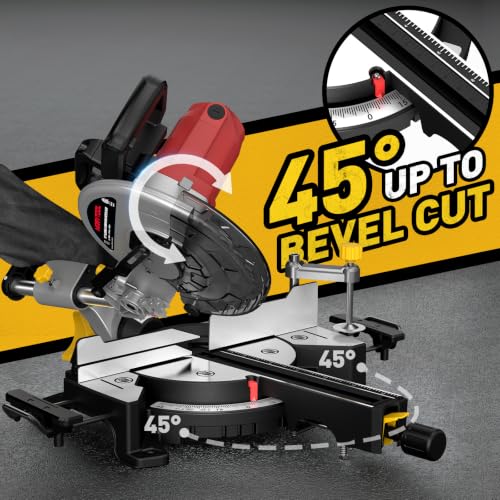 10-inch Sliding Compound Miter Saw, 5000RPM, 15 Amp, Single Bevel 0-45° with photo 11