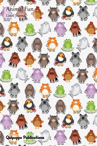 Animal Fun Lined Journal: Medium College Ruled Notebook With Animal Friends Pattern Cover Paperback – 17 Mar 2018