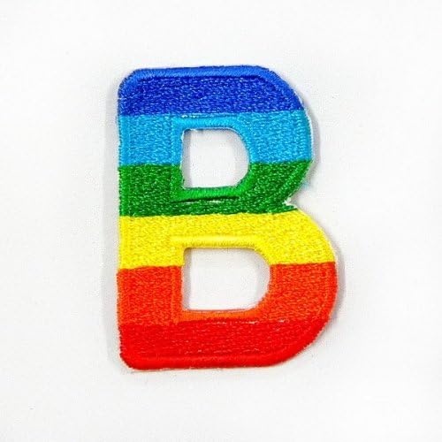 B Character Letter Alphabet Rainbow Appliques Hat Cap Polo Backpack Clothing Jacket Shirt DIY Embroidered Iron On / Sew On Patch