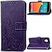 Nexus 5 Case,Gift_Source [Card Slot] [Kickstand Feature] Premium Vintage Emboss Flower PU Leather Wallet Case Folio Flip Case with Wrist Strap for LG Google Nexus 5 [Purple]