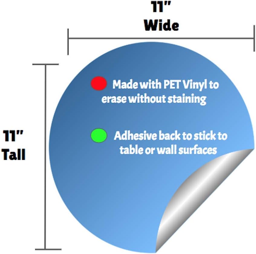 Table Dots Dry Erase Circles by Classroom Coach PET Vinyl for Easy Erasing - Set of 14 Multicolor Circles Decals for Tables, Whiteboard, or Walls! Great Teacher Classroom Supplies (14) : Office Products