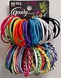 Goody Girls Assorted Elastics, No Metal Ouchless, Color May Vary - Dark Colors- 60 Count
